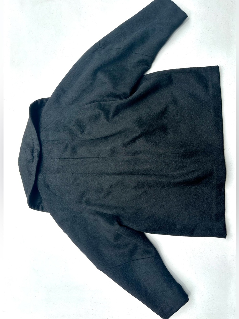 Vintage Cashmere Minimalist Women's Black Short Coat Jacket, Shawl Collar, S-M-L - Picture 8 of 16